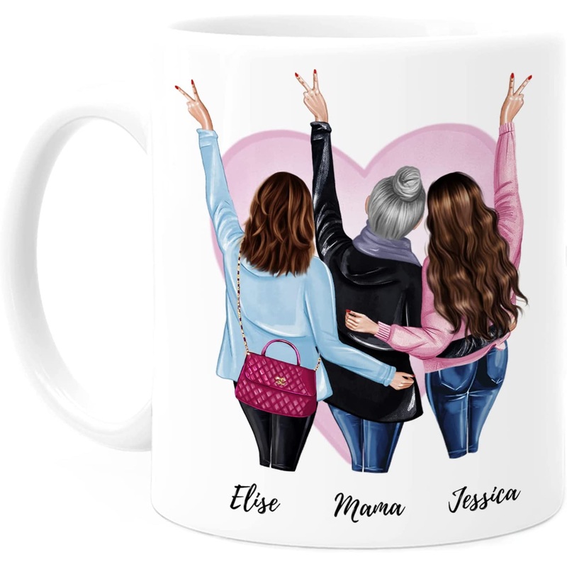 1 Mutter & 2 Tchter Tasse mit Spruch – personalisierte Tasse