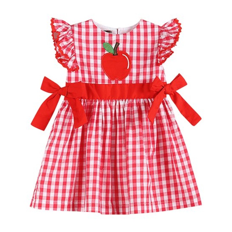 Red Apple Gingham Tie Dress